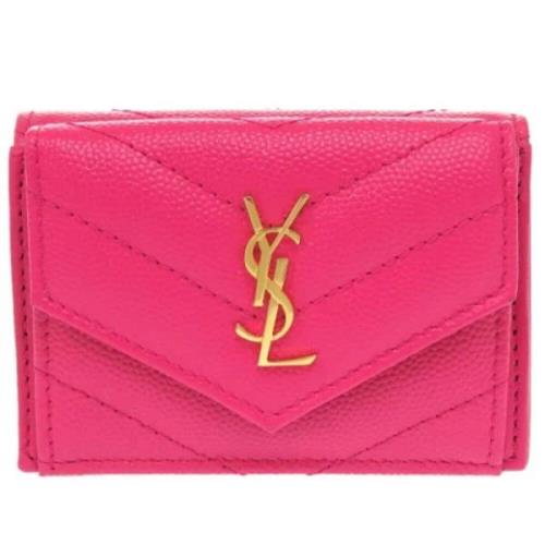 Pre-owned Leather wallets Yves Saint Laurent Vintage , Pink , Dames