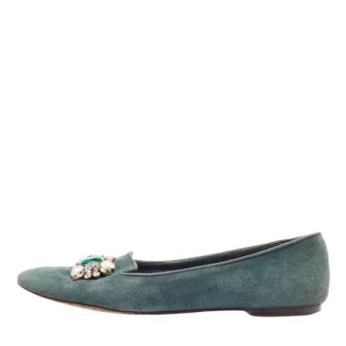 Pre-owned Suede flats Dolce & Gabbana Pre-owned , Green , Dames