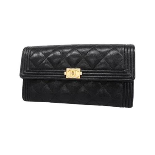 Pre-owned Leather wallets Chanel Vintage , Black , Dames