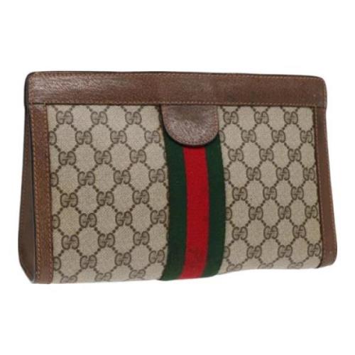 Pre-owned Leather clutches Gucci Vintage , Brown , Dames