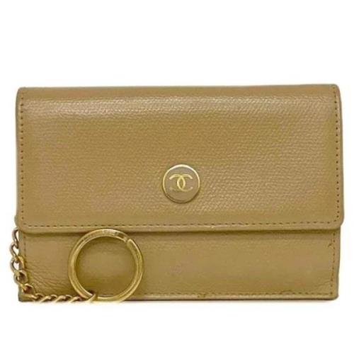 Pre-owned Leather wallets Chanel Vintage , Beige , Dames