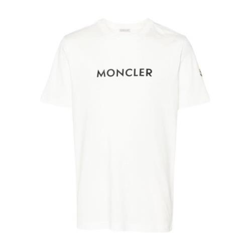 Logo Print Crew Neck T-shirt Moncler , White , Heren