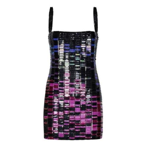 Zwart Pailletten Voorkant Minijurk The Attico , Multicolor , Dames