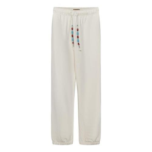 Witte katoenen sweatpants met kraaldetails Alanui , White , Heren