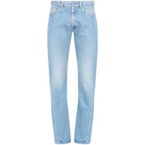 Blauwe Denim Broek met Handtekening Logo Maison Margiela , Blue , Here...