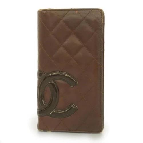 Pre-owned Leather wallets Chanel Vintage , Brown , Dames