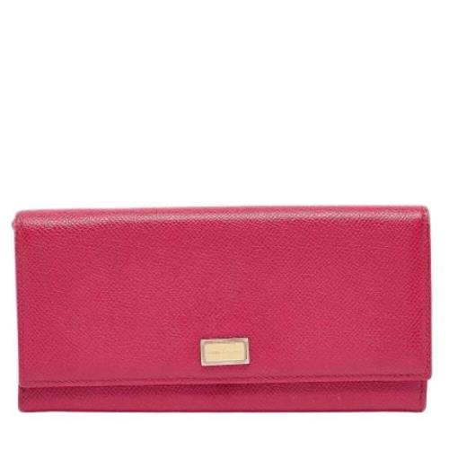 Pre-owned Leather wallets Dolce & Gabbana Pre-owned , Pink , Dames