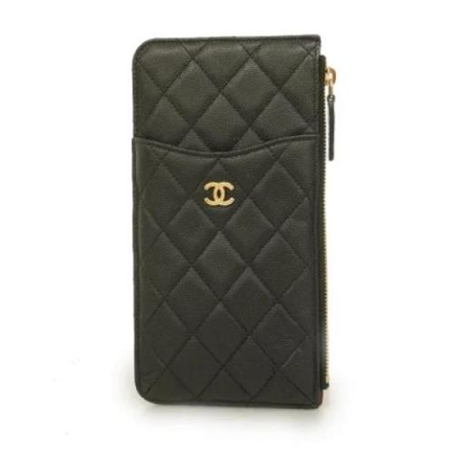 Pre-owned Leather wallets Chanel Vintage , Black , Dames