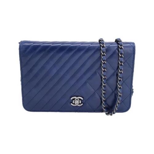 Pre-owned Leather chanel-bags Chanel Vintage , Blue , Dames