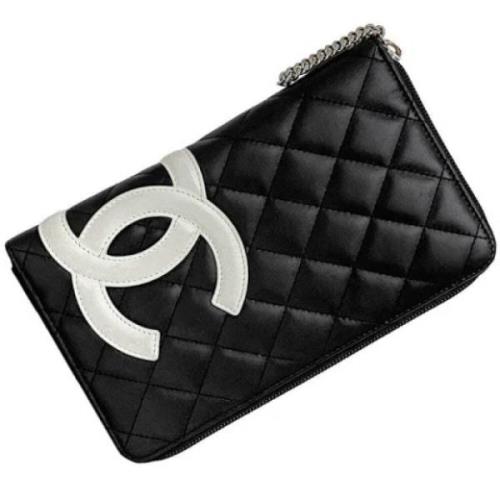 Pre-owned Leather wallets Chanel Vintage , Black , Dames