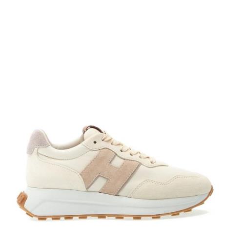 Crème Suède Leren Sneakers Hogan , White , Dames