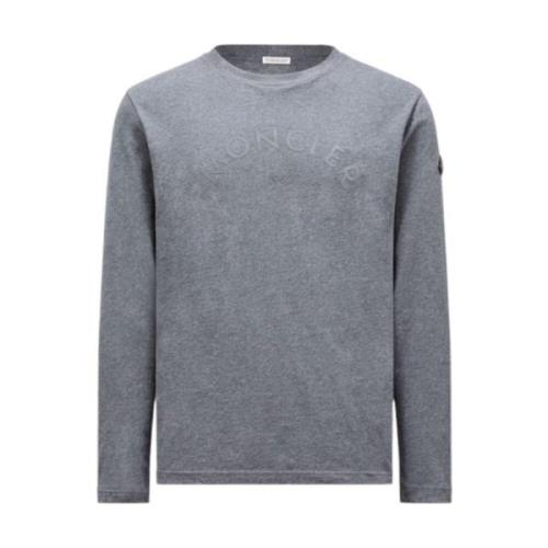 Donkergrijze Longsleeve Logo T-Shirt Moncler , Gray , Heren