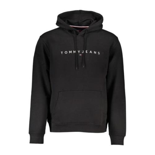 Geborduurde Hoodie met Centrale Zak Tommy Hilfiger , Black , Heren