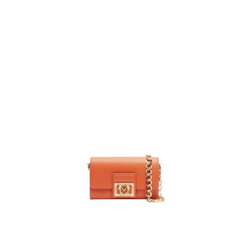 Saffiano Leren Handtas Love Moschino , Brown , Dames