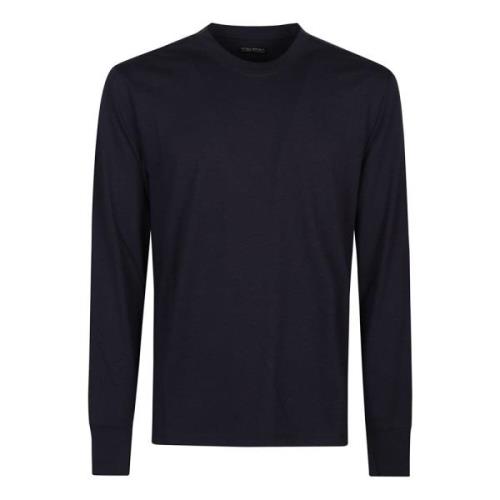 Casual Katoenen T-shirt Tom Ford , Blue , Heren