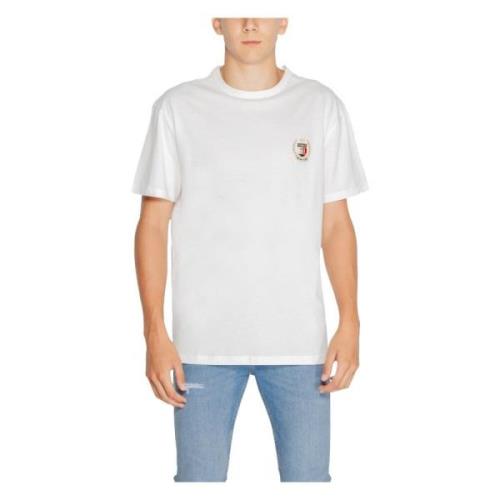 Witte Ronde Hals T-shirt Mannen Herfst/Winter Tommy Hilfiger , White ,...