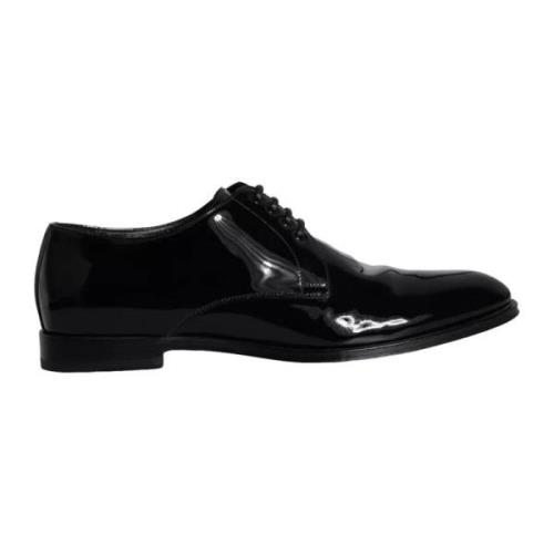 Zwarte Leren Derby Jurkschoenen Dolce & Gabbana , Black , Heren