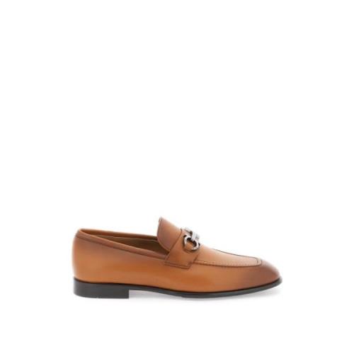 Leren Penny Loafers met Gancini-detail Salvatore Ferragamo , Brown , H...