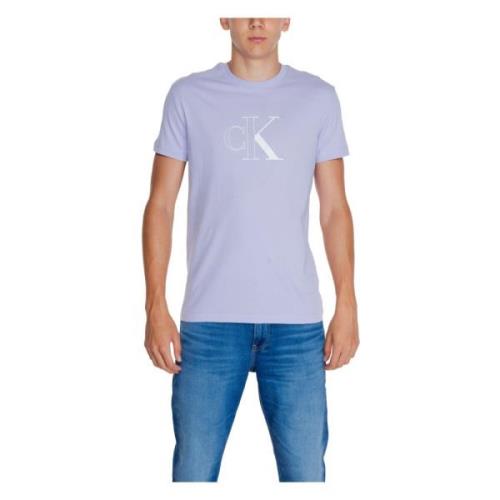 Lila Ronde Hals T-shirt Calvin Klein Jeans , Purple , Heren