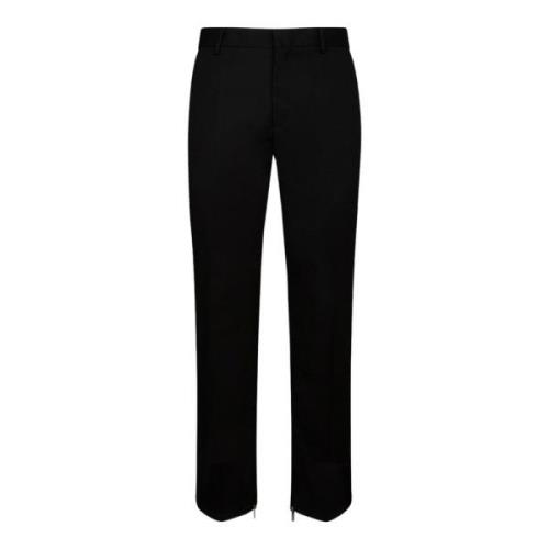 Zwarte Wol Slim Fit Broek Off White , Black , Heren