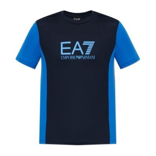 T-shirt met bedrukt logo Emporio Armani EA7 , Blue , Heren