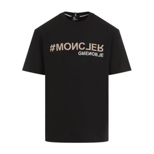 Zwarte T-shirt met korte mouwen Moncler , Black , Heren