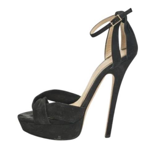 Pre-owned Suede sandals Jimmy Choo Pre-owned , Black , Dames