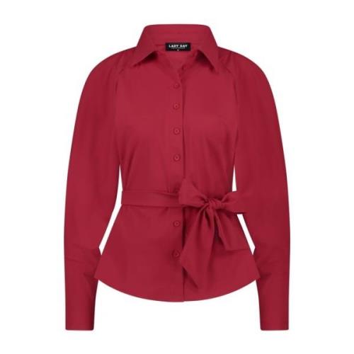 Rode Mavis Blouse met Riem Lady Day , Red , Dames