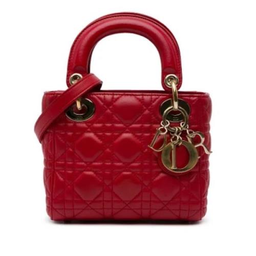 Pre-owned Leather handbags Dior Vintage , Red , Dames