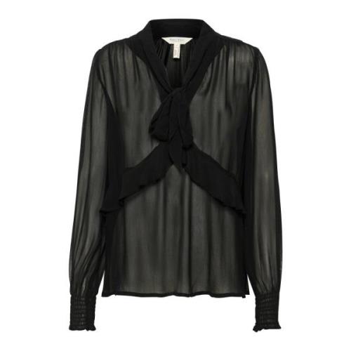 Vrouwelijke Zwarte Blouse met Ruchedetails Part Two , Black , Dames