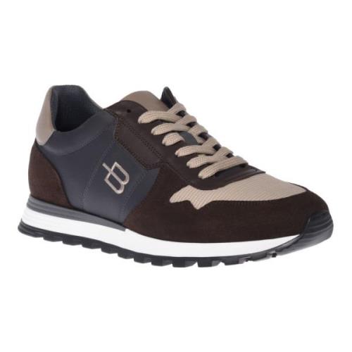 Trainers in dark brown and taupe suede and fabric Baldinini , Multicol...