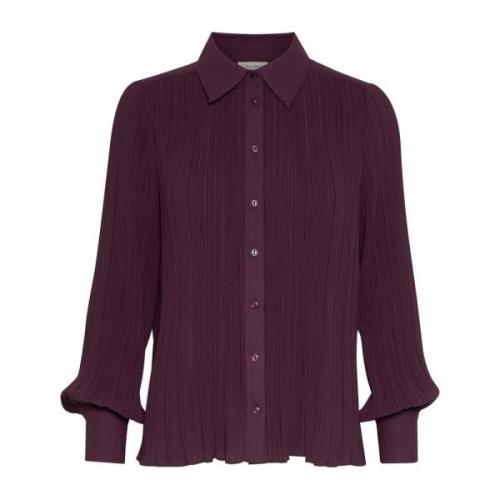 Gestructureerde blouse met pofmouwen Part Two , Purple , Dames