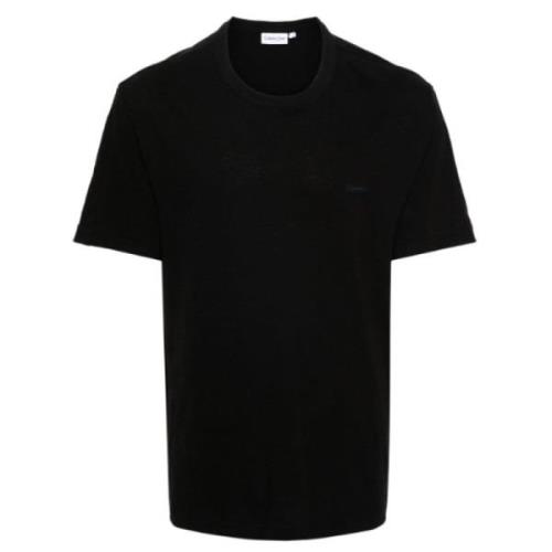 Katoenen Linnen T-Shirt Zwart Calvin Klein , Black , Heren