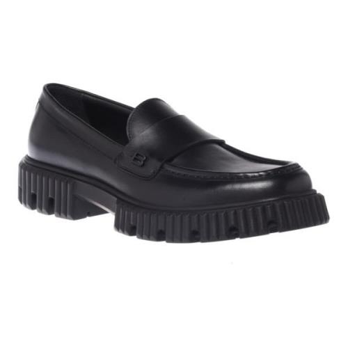 Loafers in black leather Baldinini , Black , Heren