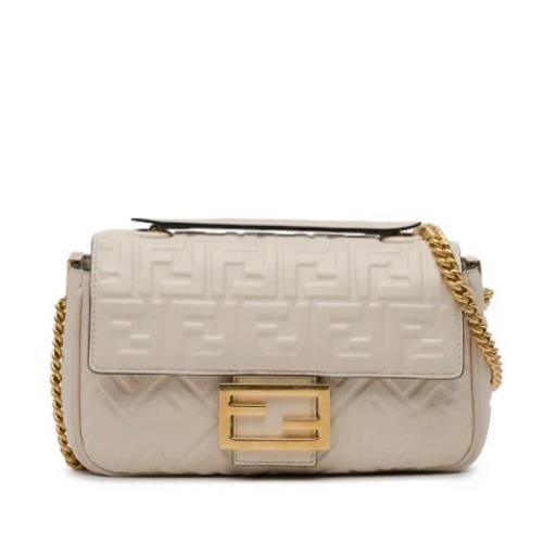 Pre-owned Leather shoulder-bags Fendi Vintage , White , Dames