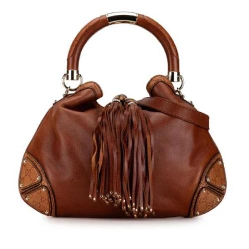 Pre-owned Leather handbags Gucci Vintage , Brown , Dames