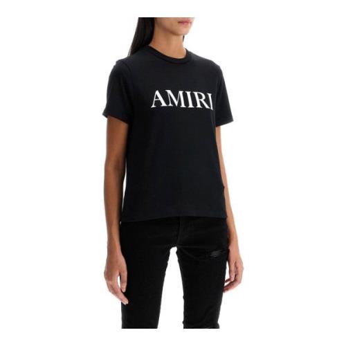 Logo Lettering Katoenen T-shirt Amiri , Black , Dames