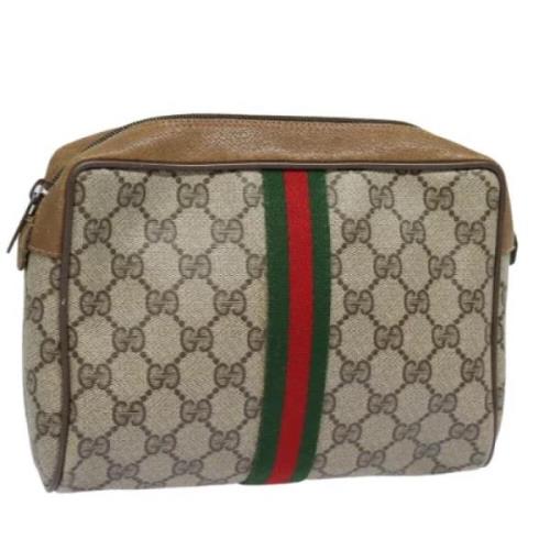 Pre-owned Leather clutches Gucci Vintage , Brown , Dames