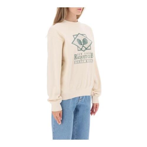 Contrasterend Racquet Club Sweatshirt Sporty & Rich , Beige , Dames