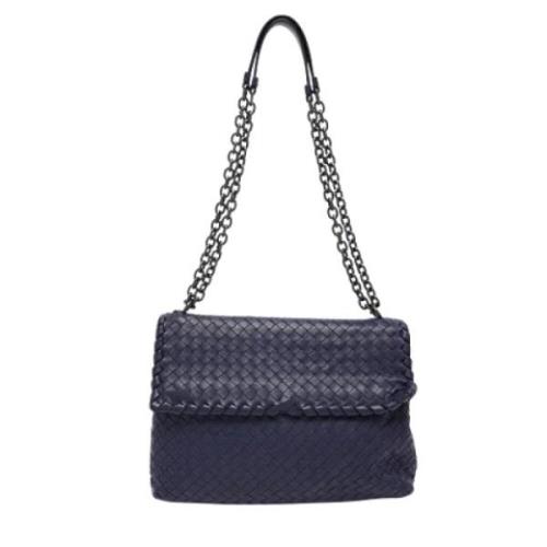 Pre-owned Leather shoulder-bags Bottega Veneta Vintage , Blue , Dames