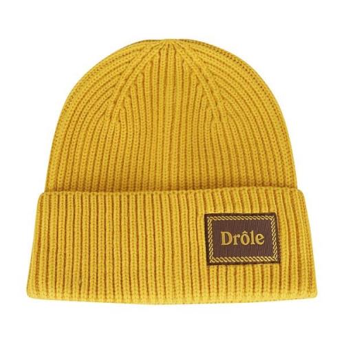 Wollen Beanie Muts Drole de Monsieur , Yellow , Heren