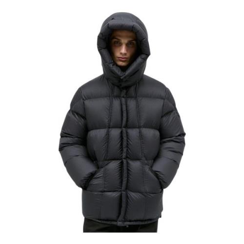 Matte Finish Donsjack met Capuchon Moncler , Blue , Heren