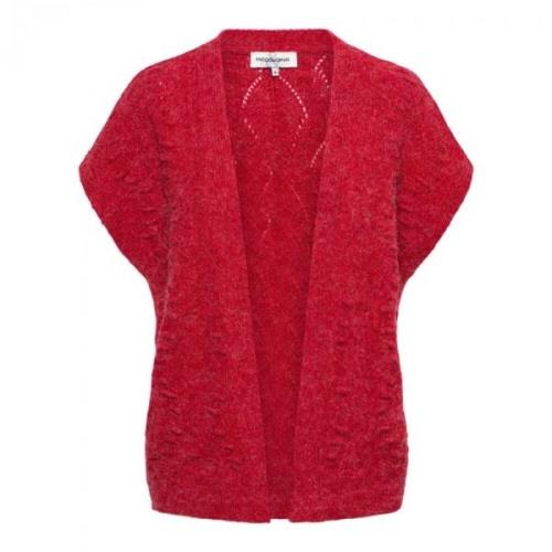 Rood Jacquard Gebreid Vest &Co Woman , Red , Dames