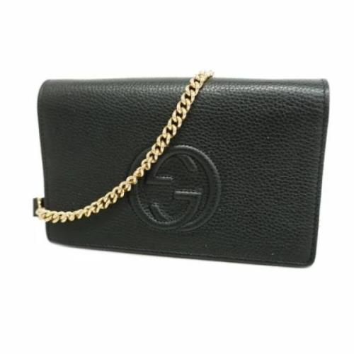 Pre-owned Leather wallets Gucci Vintage , Black , Dames