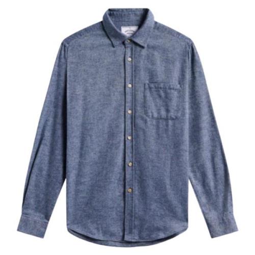 Indigo Shirt met Urea Knopen Portuguese Flannel , Blue , Heren