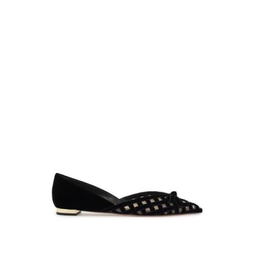 Romantische Fluwelen Balletflats met Strik Aquazzura , Black , Dames