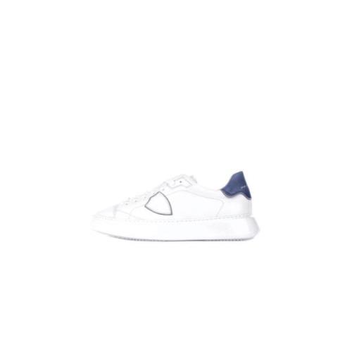 Witte Leren Sneakers Rubberen Zool Philippe Model , White , Heren