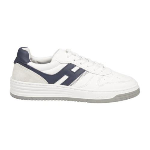 Witte Sneakers met Blauw Detail Hogan , White , Heren