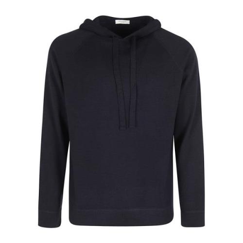 Merino Wool Hoodie Sweater Paolo Pecora , Blue , Heren