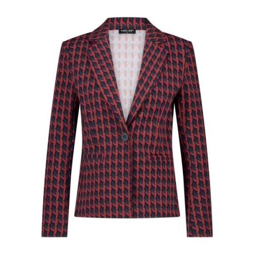 Artistieke Rode Blazer Enkel Breasted Zakken Lady Day , Red , Dames